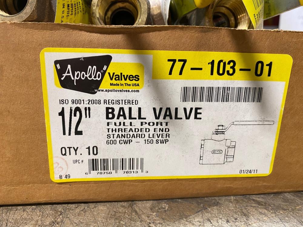 Lot of (10) Apollo 1/2" NPT Full Port Bronze Ball Valve 77-103-01